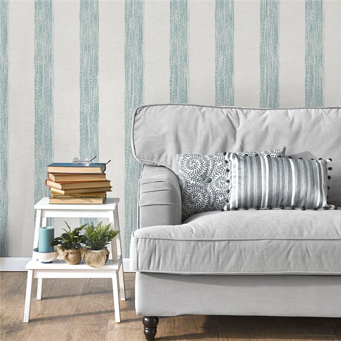 Papel pintado rayas efecto lino diseño artesanal · Ich Jaipur 487-2