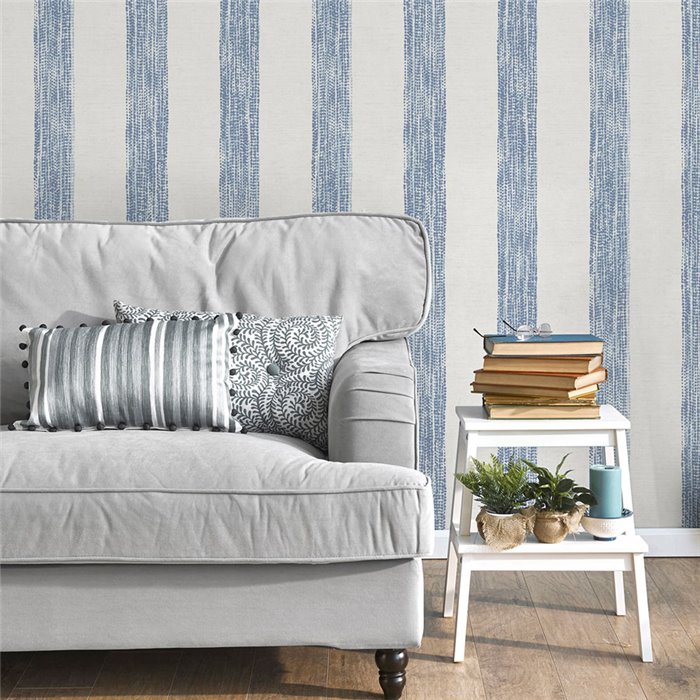 Verschwommene Streifentapete fürs Wohnzimmer Blau · Ich Jaipur 487-5