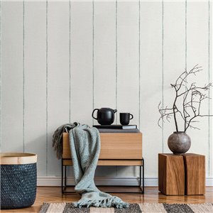 Green fine stripes linen look wallpaper 2