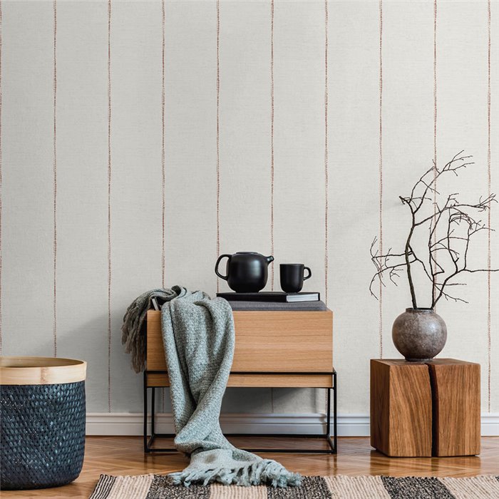 Papel pintado rayas finas terracota · Ich Jaipur 488-3