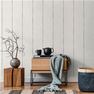 Blue linen texture fine pinstripe wallpaper 2