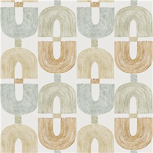 Geometric Interlocking Loops Mustard Wallpaper