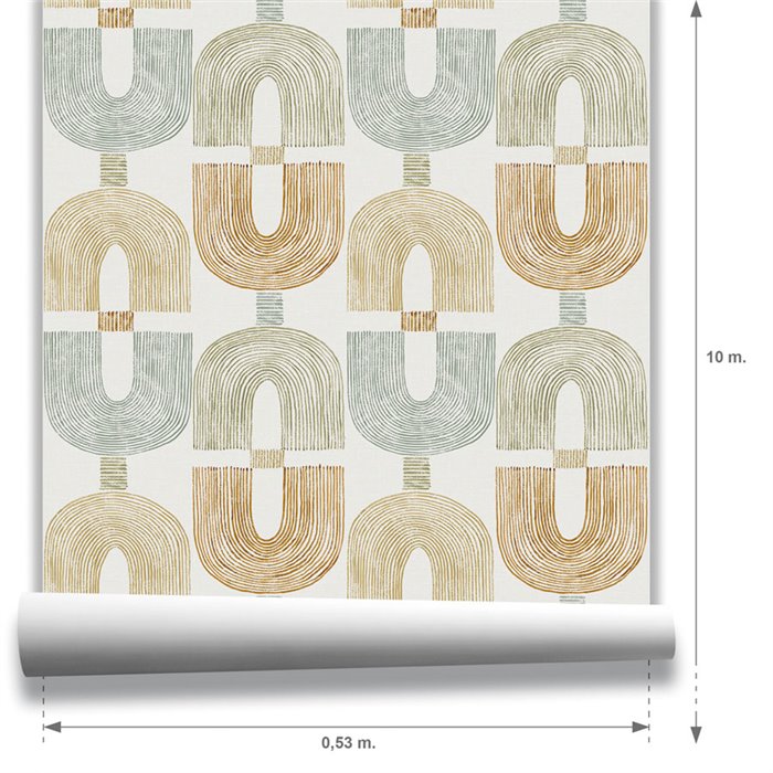 Tapete mit geometrisch verschlungenen gliedern senfgelb · Hera Walls Tempo H510-1F
