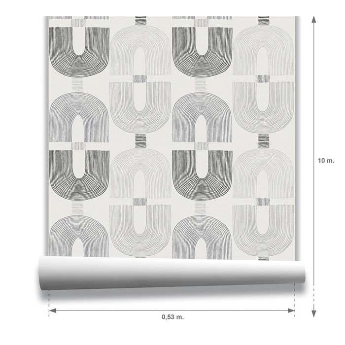 Papier peint géométrique moderne maillons gris · Hera Walls Tempo H510-5F