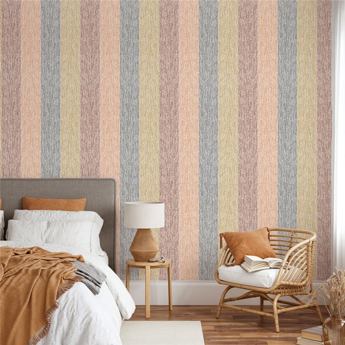 Minimalist Block Stripes Neutral Wallpaper · Hera Walls Tempo H511-3F