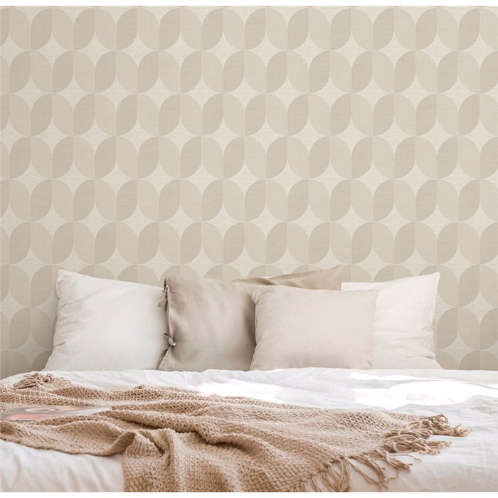 Papel pintado geométrico moderno beige · Hera Walls Tempo H512-1F