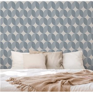 Papel pintado para dormitorio geométrico azul 2