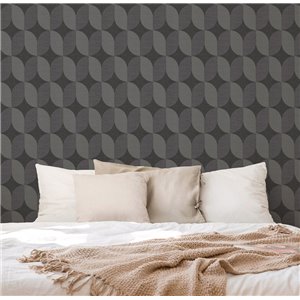 Papel pintado geométrico moderno gris carbón 2