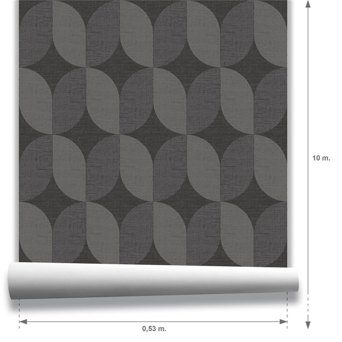 Papel pintado geométrico moderno gris carbón · Hera Walls Tempo H512-5F