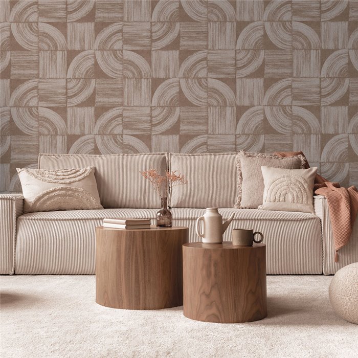 Geometrische bogentapete in brauntönen · Hera Walls Tempo H513-3F