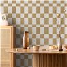 Papel pintado ajedrezado para cocina ocre · Hera Walls Tempo H514-3F