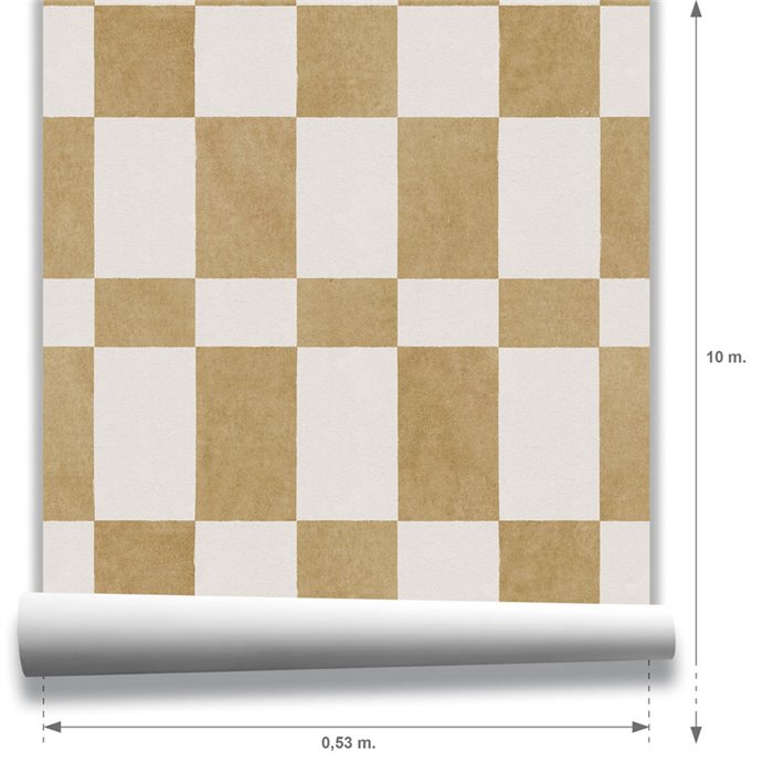 Papier peint damier pour cuisine ocre · Hera Walls Tempo H514-3F