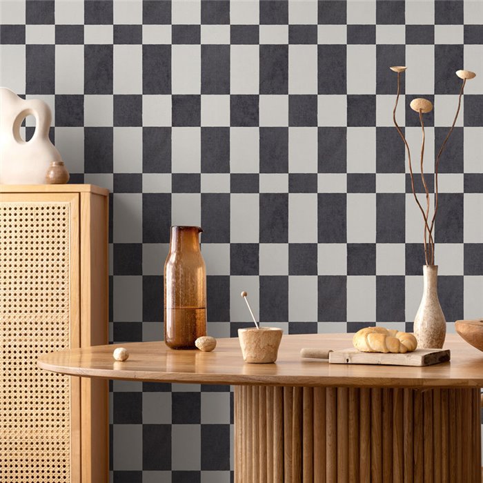 Papier peint damier noir et blanc · Hera Walls Tempo H514-5F