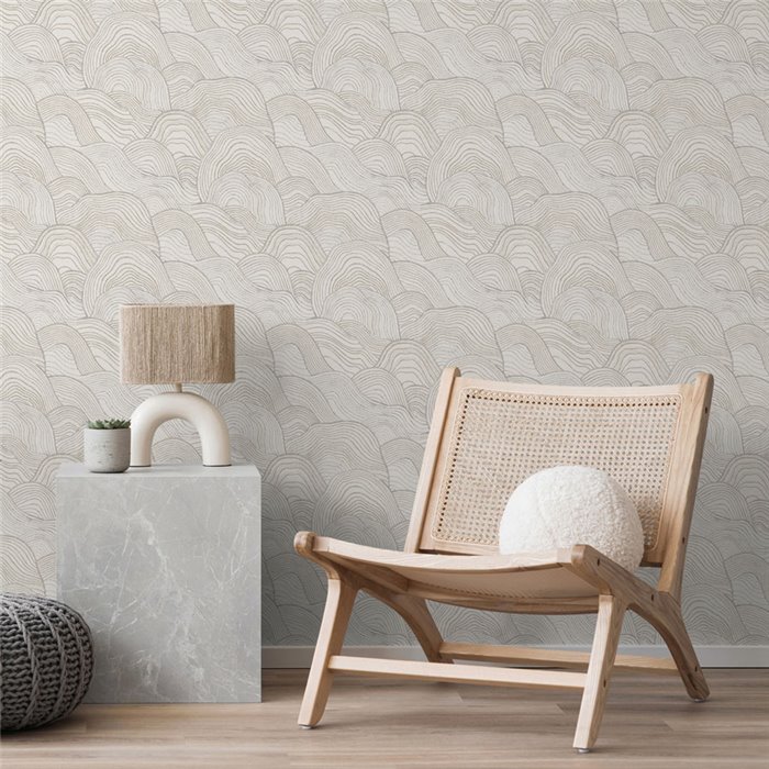 Papel pintado de ondas japonesas beige · Hera Walls Tempo H516-1F