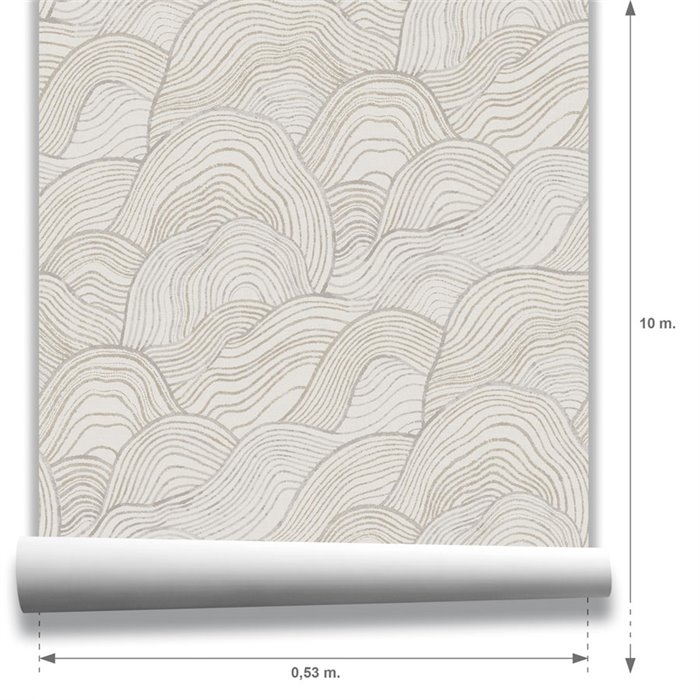Papel pintado de ondas japonesas beige · Hera Walls Tempo H516-1F