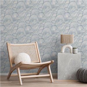 Papier peint oriental vagues bleu 2