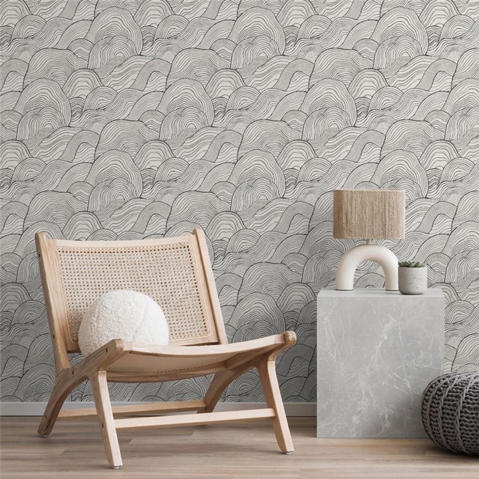 Papel pintado de ondas modernas negro · Hera Walls Tempo H516-4F