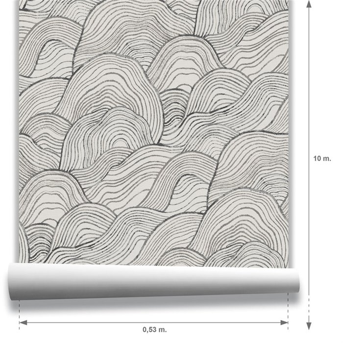 Papel pintado de ondas modernas negro · Hera Walls Tempo H516-4F