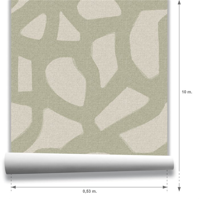 Papel pintado geométrico abstracto verde · Hera Walls Tempo H517-1F