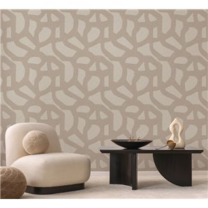 Papel pintado geométrico para salón moderno beige 2