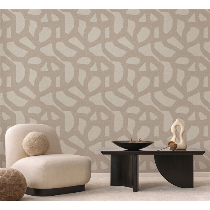 Geometrische wohnzimmertapete im modernen beige · Hera Walls Tempo H517-3F