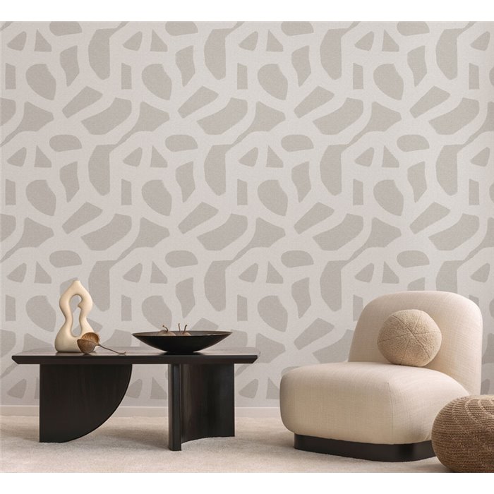 Papel pintado geométrico abstracto gris claro · Hera Walls Tempo H517-4F