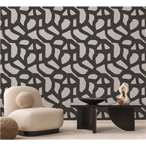 Papel pintado para salón moderno balnco y negro 2