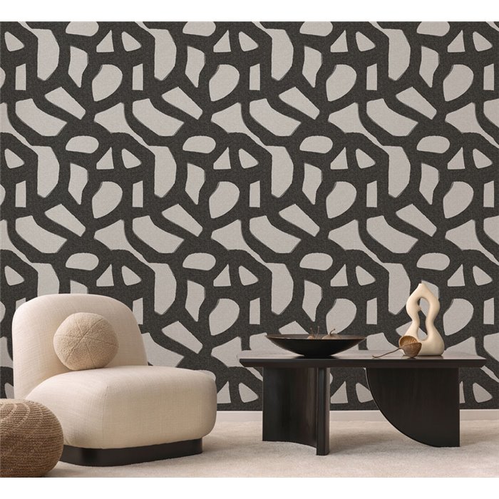 Architectural Multi Stripe Beige Wallcovering · Hera Walls Tempo H517-5F