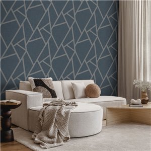 Blaue linientapete für das moderne wohnzimmer 2