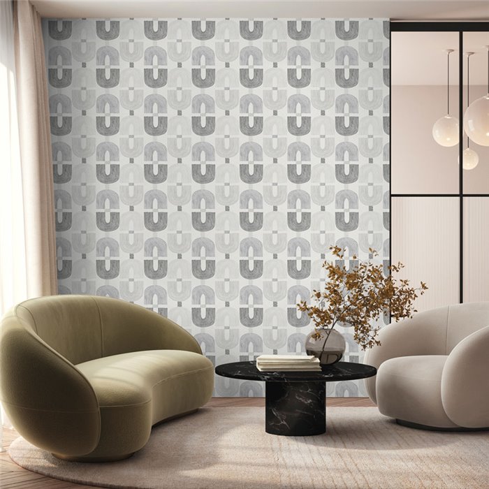 Moderne geometrische tapete mit grauen kettengliedern · Hera Walls Tempo H510-5F