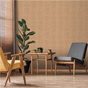Tapete in Papyrusoptik im japanischen Stil in Taupe und Gold 2