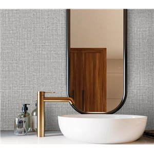 Papier peint japonais texture raphia épais gris 2