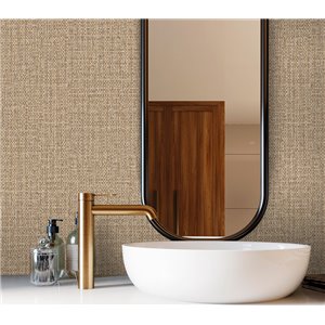 Papel pintado estilo japandi beige textura rafia gruesa 2