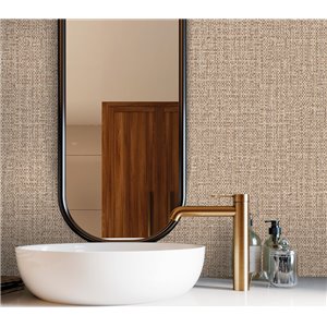 Papier peint rustique vannerie de raphia marron 2