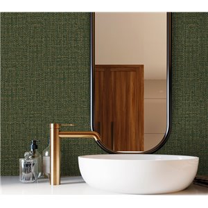 Papier peint raphia épais vert foncé style zen 2