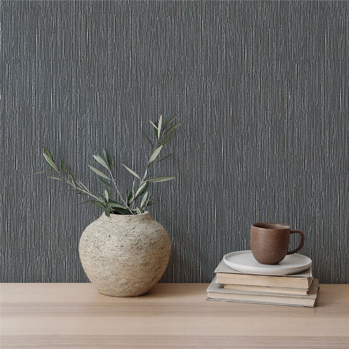 Papier peint vinyle bleu texture raphia fine · Hera Eternity 212-8