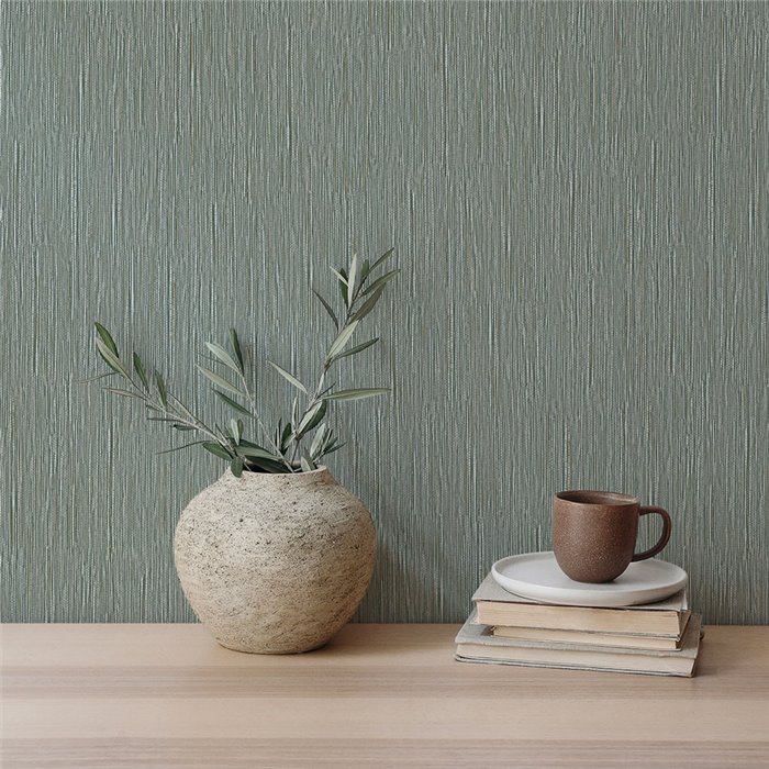 Papel pintado vinílico verde menta con acabado rafia · Hera Eternity 212-11