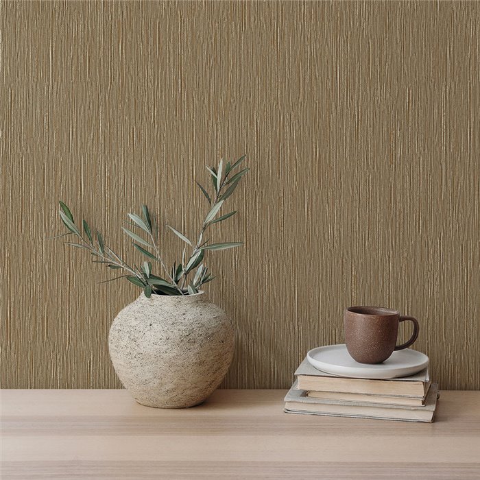 Papier peint vinyle raphia ton marron doré · Hera Eternity 212-12