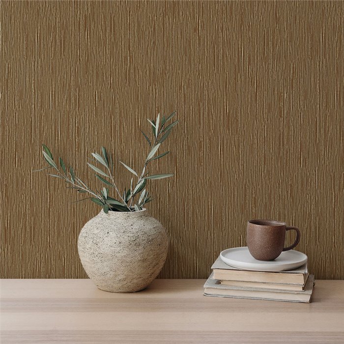 Vinyl wallpaper copper brown raffia texture · Hera Eternity 212-14