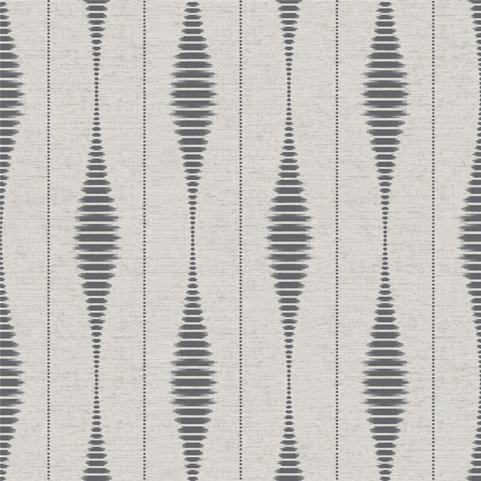 Papel pintado ikat de rayas blanco y negro · Hera Eternity 213-1