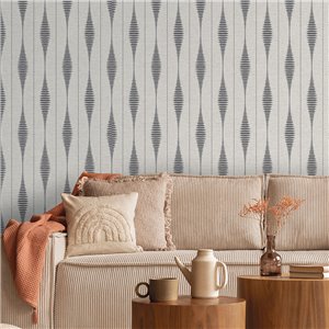 White and black striped ikat wallpaper 2