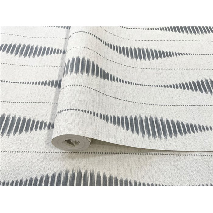 Gestreifte Ikat-Tapete in Weiß und Schwarz · Hera Eternity 213-1