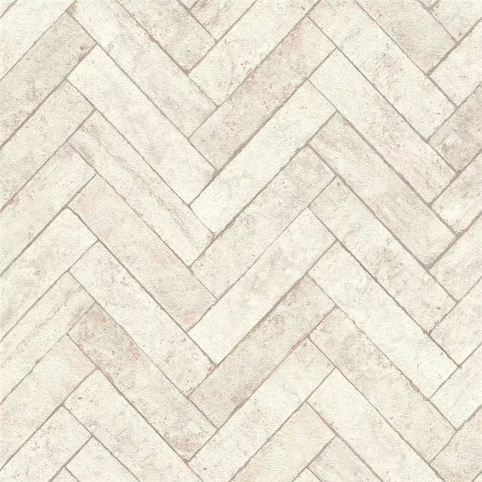 Papel pintado ladrillos espiga blanco roto · Rasch Factory V 499117