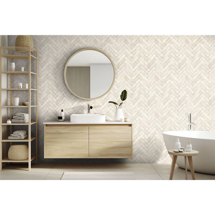 Papier peint chevrons briques blanc cassé · Rasch Factory V 499117
