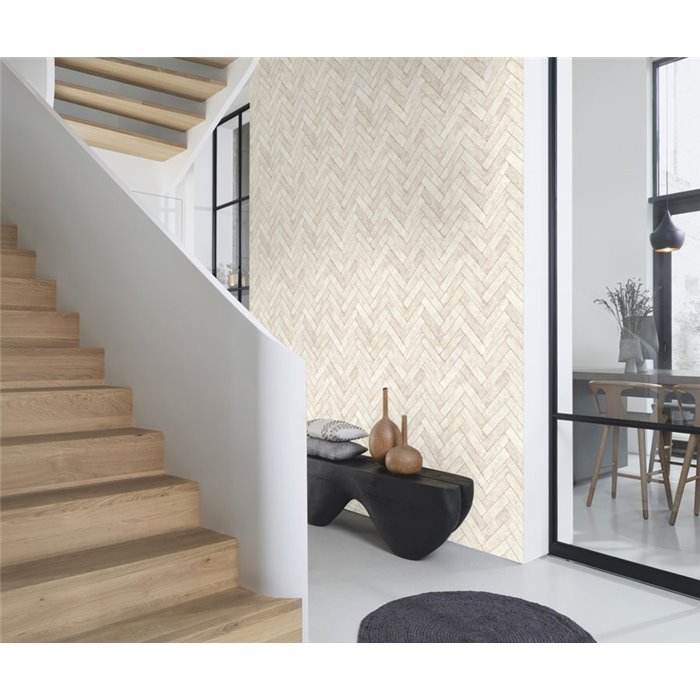Herringbone Brick Wallpaper Off-White · Rasch Factory V 499117
