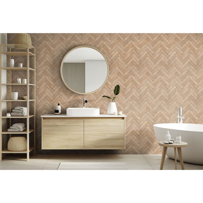 Papier peint effet brique à chevrons beige · Rasch Factory V 499131
