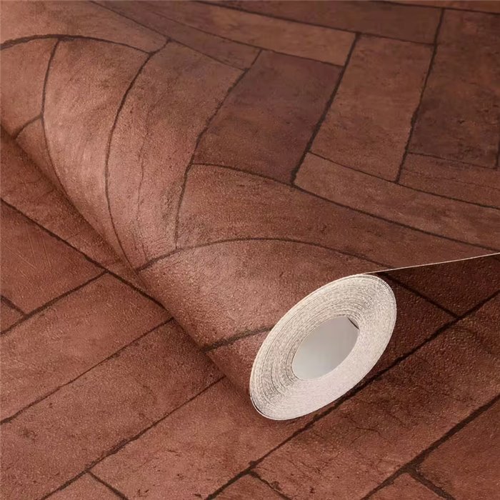 Papel pintado ladrillo espiga marrón · Rasch Factory V 499148