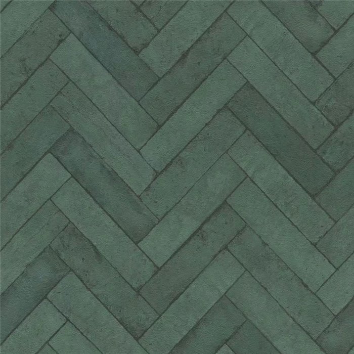 Herringbone Brick Green Wallpaper · Rasch Factory V 499155