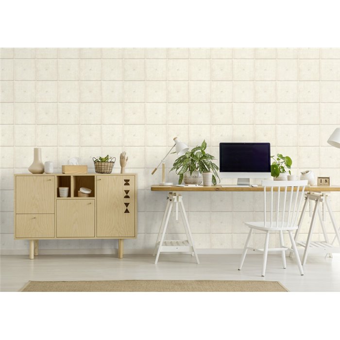 Papier peint effet béton panneaux blanc clair · Rasch Factory V 499414