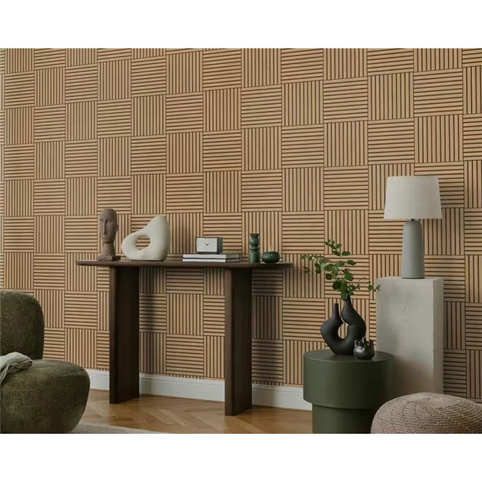 Papel pintado de listones de madera geométricos · Rasch Factory VI 417173